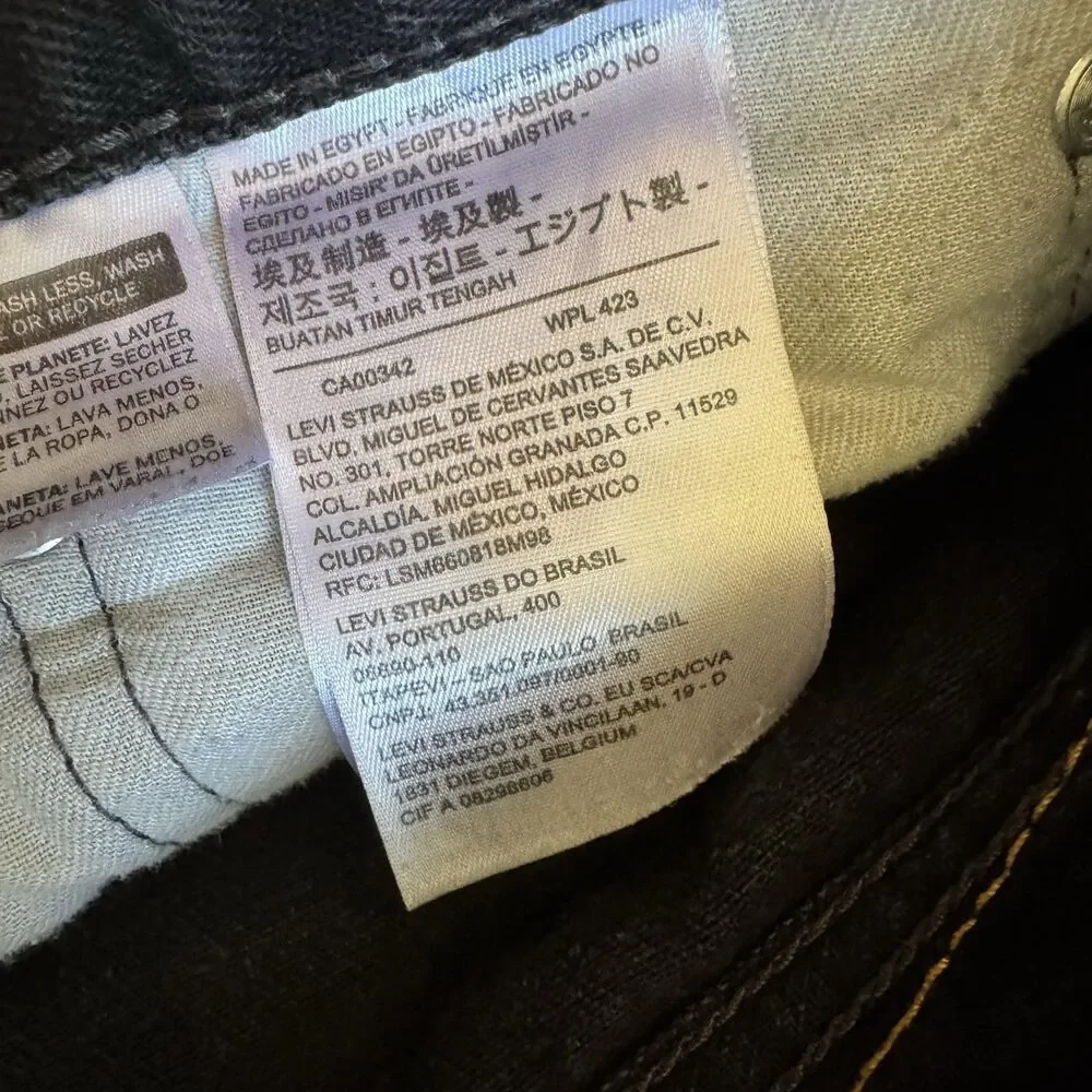 Levi's 505 Jeans Mens 36x32 Black Dark Wash Regular Straight Denim 5 Pocket